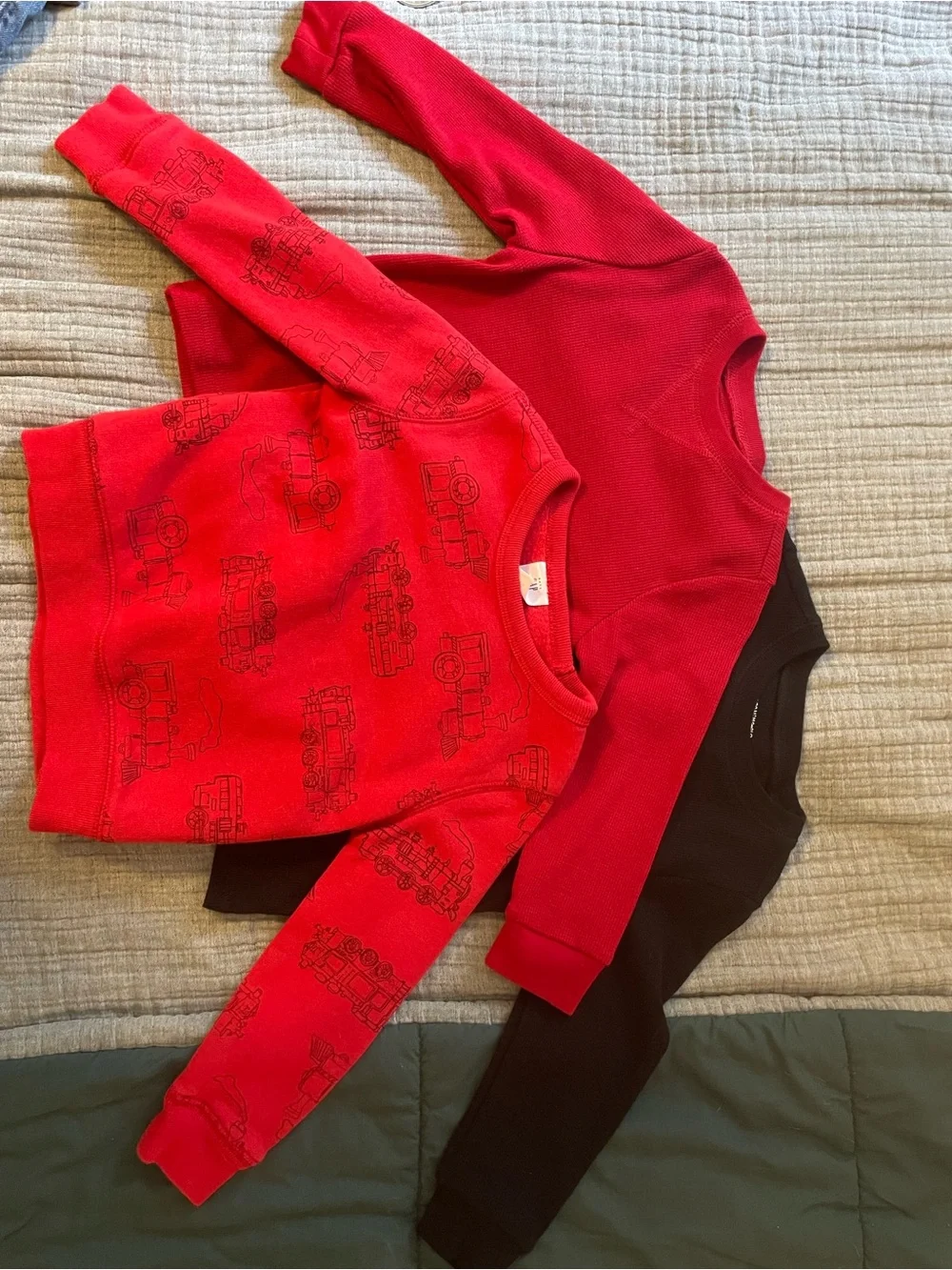GAP Red Firetruck Sweatshirt with Two Waffle Tees